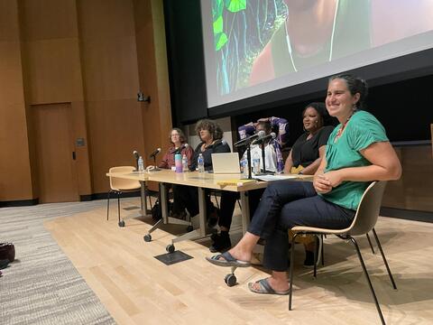 Panel 2: Kecia Ali, Adriana Herrera, Kimuli Kasara, Nicole Jackson, Mira Debs, and Alyssa Cole at Popular Romance Fiction: the Literature of Hope conference, September 8-9, 2023, Yale University.